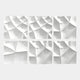 The Tessara 6-Panel Set White 3D Wood Relief Wall Art by Giant Sculptures features six white panels with abstract, wave-like geometric patterns, adding depth and movement through smooth folds and sharp angles. Arranged in two rows of three.