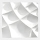 Abstract image of a white 3D surface with a geometric pattern, echoing the curved and angular forms of Tessara II White 3D Wood Relief Wall Art by Giant Sculptures, with dynamic shadows and highlights.