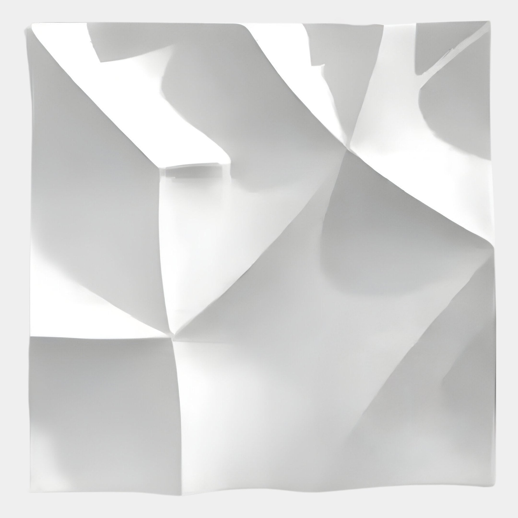 Tessara III White 3D Wood Relief Wall Art by Giant Sculptures features abstract geometric curves and angles in white, sculpted for a modern look—an ideal dimensional accent for contemporary interiors.