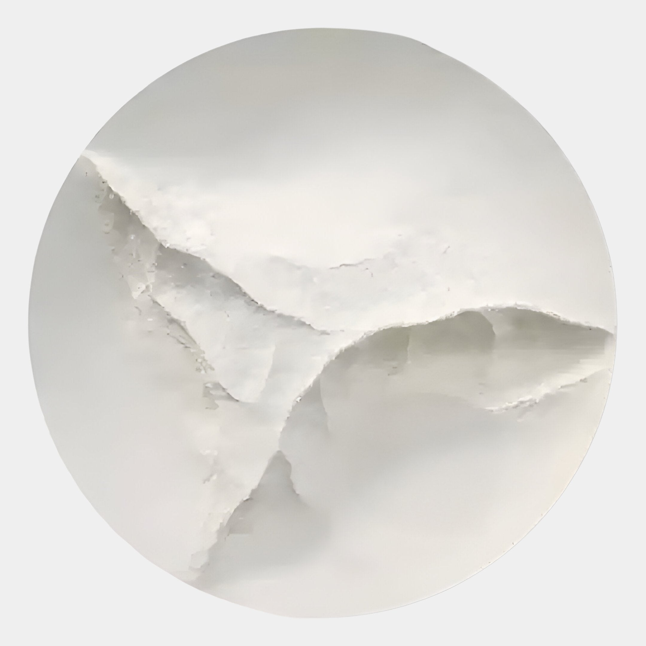 A close-up of Selene V White Sandstone Textured 3D Wood Relief Wall Art by Giant Sculptures highlights its peeling, cracked layers and rough textures, echoing nature-inspired décor and the drama of textured wall art.