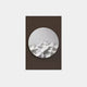 A circular, textured mirror on a dark wall casts distorted light and shadows, forming nature-inspired abstract patterns like mountains or waves, similar to Giant Sculptures Solivis Arctic 3D Wood Relief Wall Art.