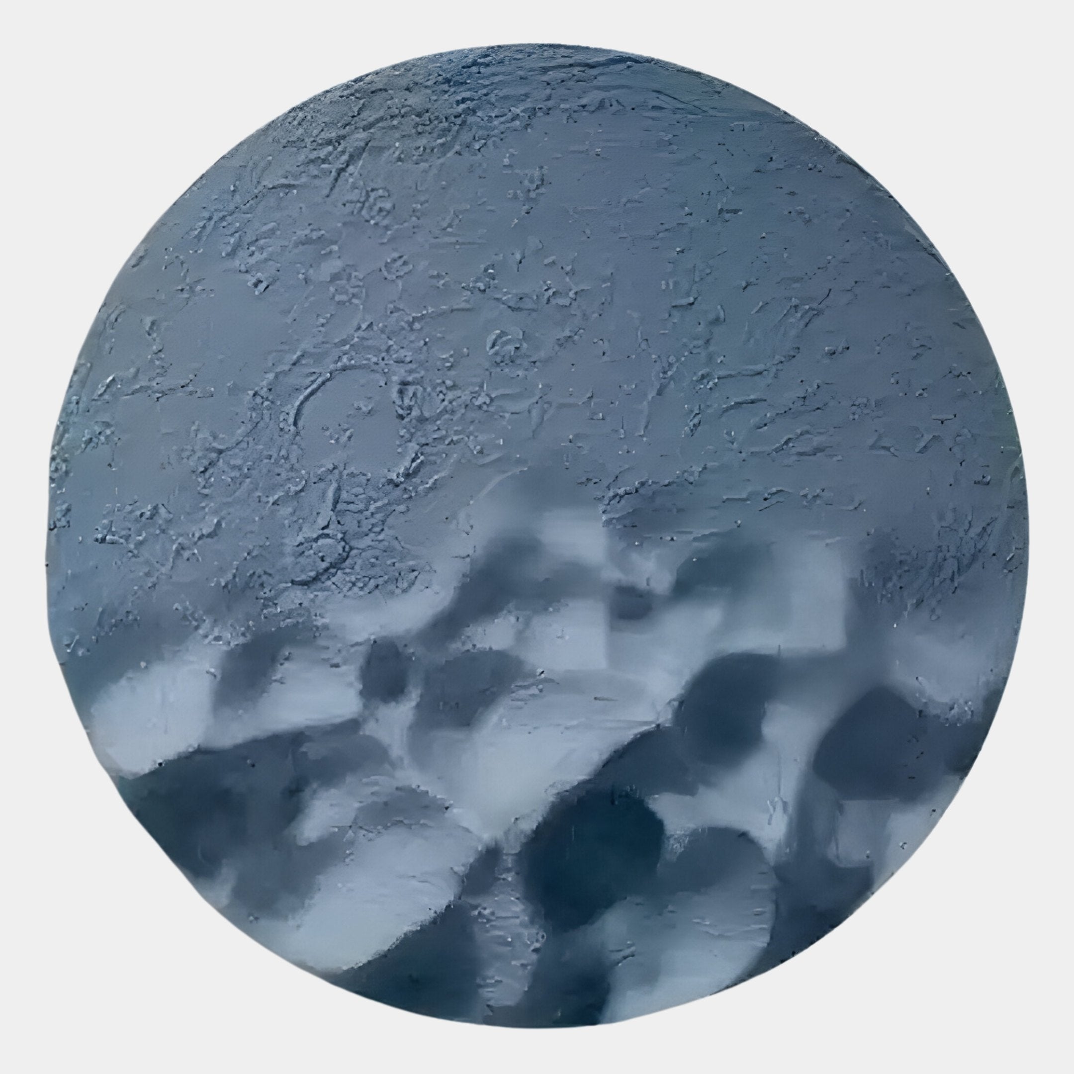 The Solivis Midnight Blue Round 3D Wood Relief Wall Art by Giant Sculptures features textured midnight blue and gray with rough wood relief patterns and smooth, hand-painted accents, evoking an abstract or icy landscape.