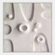 Terravura Square Soft White II 3D Wood Relief Wall Art by Giant Sculptures features a white textured surface with raised and indented circles, creating an abstract sculptural look ideal for minimalist décor and framed by a slim border.