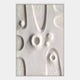 The Terravura Rectangular Soft White II 3D Wood Relief Wall Art by Giant Sculptures features textured oval, circular, and elongated forms with a modern look, all framed in a slim border for contemporary elegance.