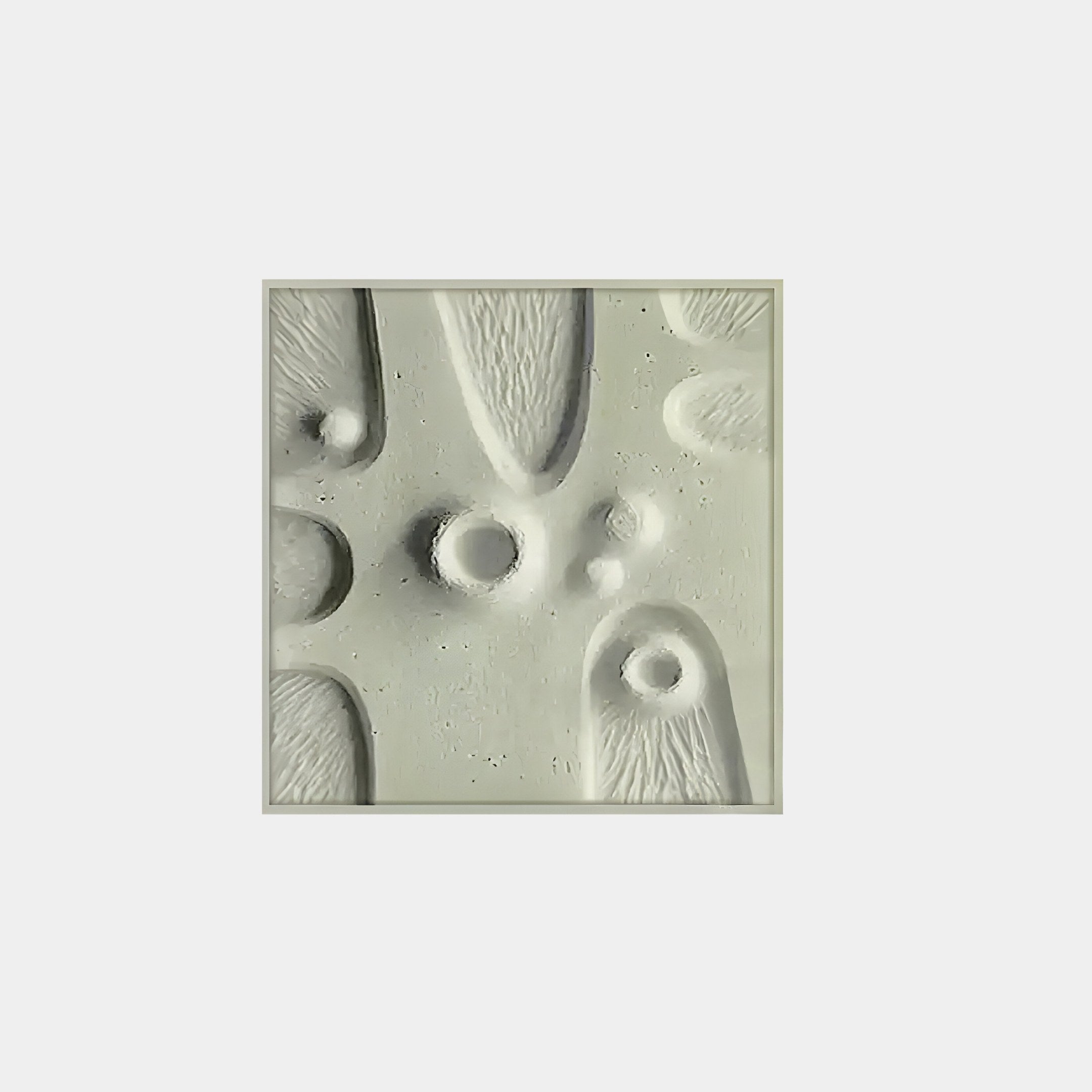 The Terravura Square Sage Green II by Giant Sculptures is a textured 3D wood relief wall art showcasing abstract shapes in smooth and fuzzy patterns, resembling raised and indented forms. Its light neutral gray color perfectly complements minimalist decor.