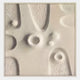 Terravura Square Sandstone II 3D Wood Relief Wall Art by Giant Sculptures features finely detailed, matte white relief with rounded and elongated raised shapes, creating a striking piece of abstract minimalist decor.