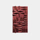 The Ombra Burgundy Hand-Painted Sandstone 3D Wood Relief Wall Art from Giant Sculptures features abstract red, curved interlocking shapes on a rectangular base, set against a plain white background.