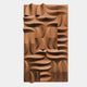 The Ombra Brown Hand-Painted Sandstone 3D Wood Relief Wall Art by Giant Sculptures features a rectangular grid of abstract curved and geometric shapes with a smooth, warm brown finish for a striking textured effect.