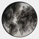 The Terranova Ash Grey Round Wood Carving 3D Wall Art by Giant Sculptures showcases layered, wavy 3D shapes in gray, black, and white tones within a black-bordered circle for a sophisticated topographic look.
