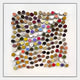 The Aeris Multi-Coloured Wooden Disc 3D Wall Art by Giant Sculptures features small, oval-shaped wooden discs in vibrant colors arranged in a grid—ideal for adding a striking touch to your interior decor.