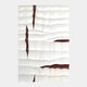 Striata White & Burgundy Wood Carving 3D Wall Art by Giant Sculptures features a white wavy textured surface with irregular horizontal ridges and jagged dark burgundy cracks, set against a plain light gray background.