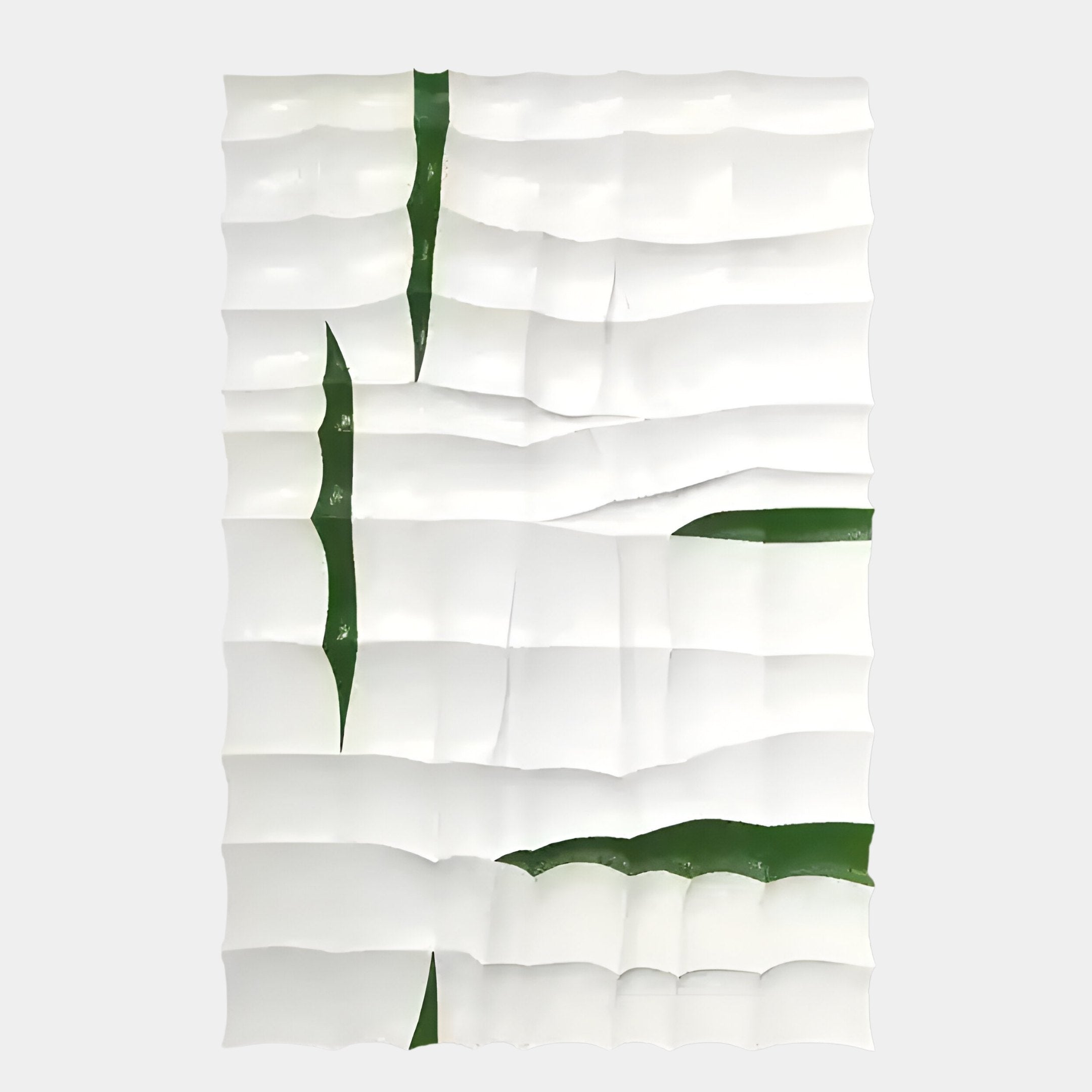 Featuring softly rippled white surfaces with abstract green slits, Giant Sculptures Striata White & Green Wood Carving 3D Wall Art makes a striking, modern focal point for your space.