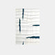 The Striata White & Blue Wood Carving 3D Wall Art by Giant Sculptures features a contemporary design with undulating white squares and irregular dark blue cracks, forming striking blue grid patterns that create wave-like effects on a plain, light gray background.