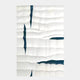 Striata White & Blue Wood Carving 3D Wall Art by Giant Sculptures features a white, wavy, layered surface with blue accents and dark blue cracks for an abstract, textured effect.