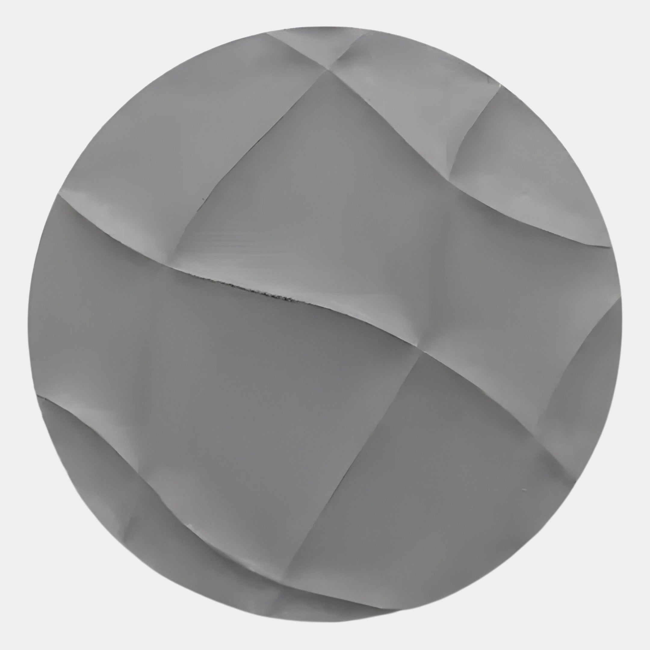 The Orbura Grey Circular 3D Wood Relief Wall Art by Giant Sculptures features a circular, abstract design with wave-like contours and smooth intersecting lines in grey, creating a striking geometric centerpiece for your wall.