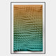 The Elorium Dual Gradient Hand-Painted Wood Relief 3D Wall Art by Giant Sculptures features a rectangular design with three-dimensional pyramid shapes and dual gradient colors transitioning from light tan to green and blue for a striking visual effect.