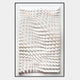 The Elorium White Wave Hand-Painted Wood Relief 3D Wall Art by Giant Sculptures showcases rows of folded, angular forms on a textured white surface in a black frame—ideal for adding contemporary flair to any space.