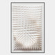 The Elorium White Diamond Hand-Painted Wood Relief 3D Wall Art by Giant Sculptures features a modern geometric design with outward-folded triangular shapes, creating a textured abstract pattern in a sleek black-framed rectangle.