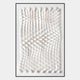 The Elorium White Concentric Hand-Painted Wood Relief 3D Wall Art by Giant Sculptures features textured geometric patterns in a black rectangular frame, adding a striking optical illusion effect to your décor.