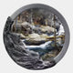 The Sylvara Forest Stream Hand-Painted Wood Relief 3D Wall Art by Giant Sculptures blends painting and sculpted black and gray elements to depict a forest stream with rocks and trees, creating seamless dimensional wall art.