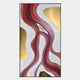 The Marea Organic Flow Crimson & Gold Wood Relief 3D Wall Art by Giant Sculptures features flowing, layered crimson and gold forms with elegant curves and a central white space, evoking wood relief artistry.