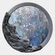 Giant Sculptures Auroria Velvet Dusk Hand-Painted Wood Relief 3D Wall Art features a round, rocky-edged frame revealing a cosmic scene in blue, gray, and white—evoking a starry night or outer space.