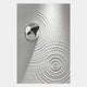 Ondella Silver Ripple I Sandstone Wood Relief 3D Wall Art by Giant Sculptures features a smooth metallic pebble on rippled surfaces, casting elegant concentric patterns—perfect for adding Silver Ripple vibes to minimalist living rooms.