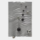 Metallic and black spheres rest on wavy silver ridges in the Calidora Wave Sculpted Textured 3D Relief Wall Art by Giant Sculptures, their random placement across the textured surface creating a striking modern look.