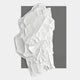 The Veritas White & Silver Abstract Wood Relief 3D Wall Art by Giant Sculptures features textured, layered white forms on a dark gray background—ideal for fans of modern abstract design.