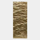 The Illume Gold IV Hand-Painted Wood Relief 3D Wall Art by Giant Sculptures features a rectangular gold panel with a wavy, textured surface in metallic hues that evokes rippling water—an eye-catching piece of wall décor.