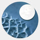 The Verve Soft Blue Wood Relief 3D Wall Art by Giant Sculptures features a textured blue circle and a moon-like white wood relief on a light gray background, creating an abstract, modern statement for your space.