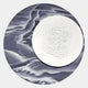 The Reveria Dusty Lavender Abstract Wood Carving 3D Wall Art by Giant Sculptures features a textured lavender surface with abstract waves and a central white plate showcasing raised concentric ripples.