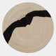 The Artura Ivory Round Hand-Painted 3D Relief Wall Art by Giant Sculptures features a spiral pattern, sculpted ripple texture, and a diagonal black stripe, creating bold contrast and dimensionality as striking round wall decor.