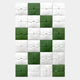 Vellura White & Green Textured Wood Relief 3D Wall Art by Giant Sculptures features hand-carved wooden tiles with curved, leaf-like embossed designs and central notches, arranged in a white and green checkerboard pattern for striking texture.