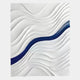 The Evolva White & Blue Hand-Painted Wood Relief 3D Wall Art by Giant Sculptures features layered white waves and a bold blue stripe, creating sculptural dimension and dynamic movement for any space.