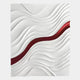 Giant Sculptures Evolva White & Red Hand-Painted Wood Relief 3D Wall Art features wavy layered white lines with a bold red accent stripe, creating depth and movement for striking modern décor.