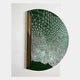 The Artevia Green & White Geometric Wood Relief 3D Wall Art by Giant Sculptures features a bold green semicircle, white web pattern, metallic accent, and colour blocking on a ribbed white background for striking modern décor.
