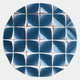 The Incalia Blue Circular Geometric Wood Relief 3D Wall Art by Giant Sculptures features reflective blue, square, slightly curved tiles—creating striking mosaic-like dimension and dramatic light-play for modern interiors.