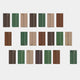 The Eximia Brown & Green Tones Multi-Panel Wood Relief 3D Wall Art by Giant Sculptures features rows of rectangular pieces with curved indentations, set on a white background—ideal for minimalist spaces.