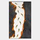 Prosper Black & Orange Metallic Fish 3D Relief Wall Art by Giant Sculptures features a white vertical strip bordered by textured black and amber metallic areas, accented with eight gold fish for a touch of prosperity and positive energy.