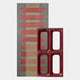 The Giant Sculptures Lineris Red Oil Painting & Glossy Wood Relief 3D Wall Art features horizontal red and beige stripes, partially covered by a red plastic tray with four rectangular cutouts, set against a light gray background.