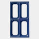 The Lineris Blue Glossy Wood Relief 3D Wall Art by Giant Sculptures features four large, rounded rectangular compartments in a modern design, adding a contemporary touch to your space.