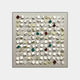 The Formexa Cube Geometric Wood Relief 3D Wall Art by Giant Sculptures epitomizes Nordic simplicity with numerous small, tilted squares in white, red, green, and beige on a neutral background. It features a textured, scattered effect within a clear border and is framed in black for modern elegance.