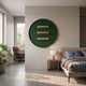 Straylight Deep Green Tiered Bar Round 3D Wall Art by Giant Sculptures displayed on a bedroom wall above a nightstand, beside a bed and lounge chair.