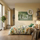 Everwyn Tales Celestial Deer Enchanted Valley 3D Wall Art in green tones displayed above a child's bed with animal-print bedding in a cream bedroom.