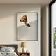 Avalora II Earth Crest Abstract Geometric 3D Wall Art by Giant Sculptures with crumpled brown paper and silver mesh, hung above a bedside table in a bedroom.