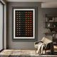 Brewvara Coffee Capsule Grid Framed 3D Wall Art by Giant Sculptures, with silver, green, and orange capsules on a dark textured panel, hung in a modern reading nook.