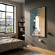 Vaultis Teal & Sand Archway 3D Wall Art With Metal Balls by Giant Sculptures displayed on a grey bedroom wall beside a window, bookshelf, and bed.