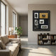 Fotera Vintage Camera Acrylic Box 3D Wall Art by Giant Sculptures displayed on a cream wall above a wooden bookshelf in a modern living room.