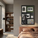 Optivis Studio Ledger Calendar 3D Wall Art by Giant Sculptures displayed above a terracotta bed, beside a walnut bookshelf in a warm neutral bedroom.